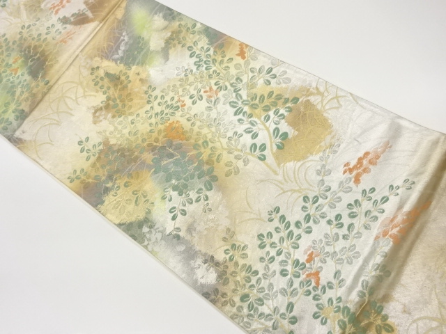 引箔萩模様織出し袋帯